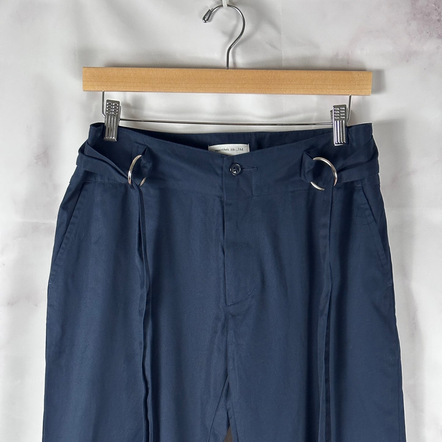 Nepenthes Navy Blue Waist Tie Pants