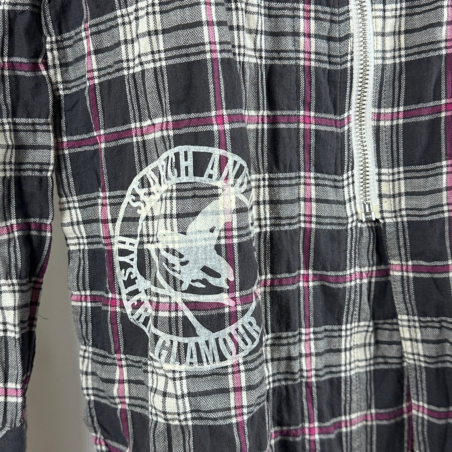 Hysteric Glamour Plaid Asymmetrical Zip-Up Flannel