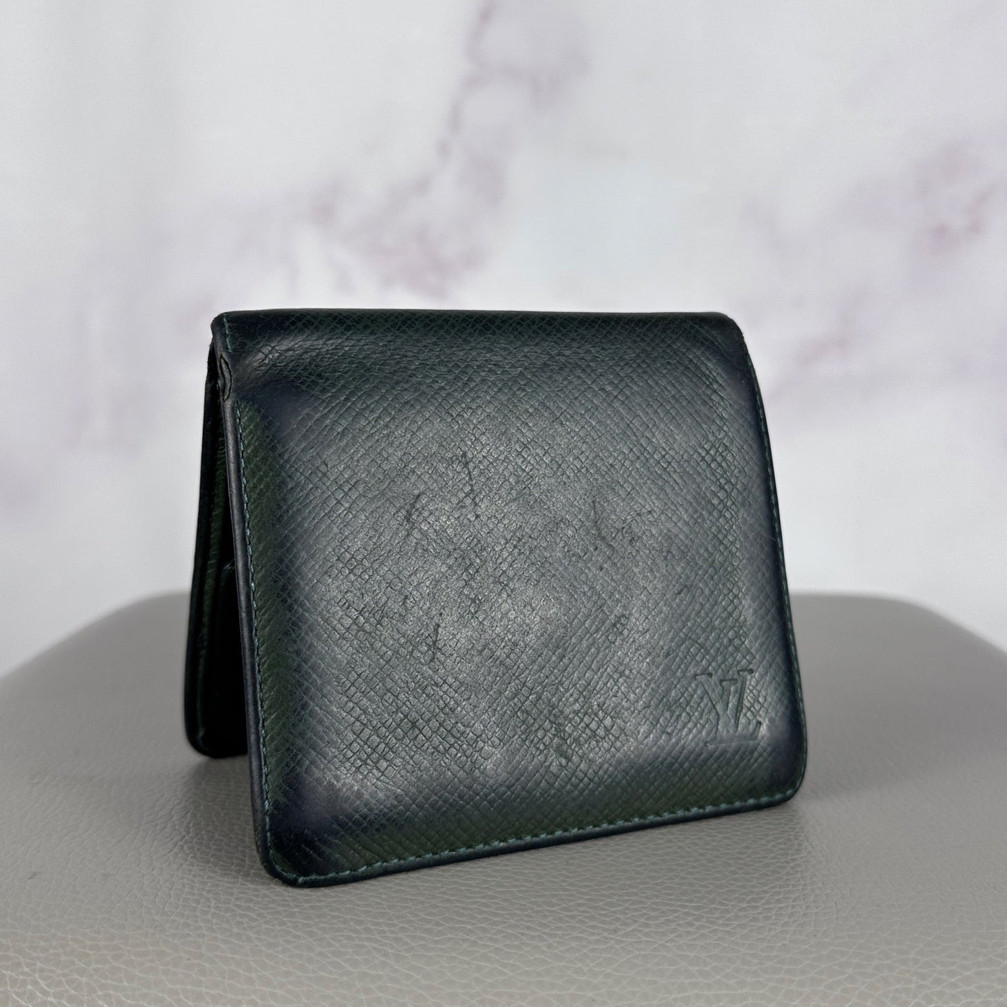 Louis Vuitton Green Leather Bifold Wallet