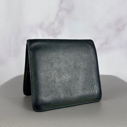 Louis Vuitton Green Leather Bifold Wallet
