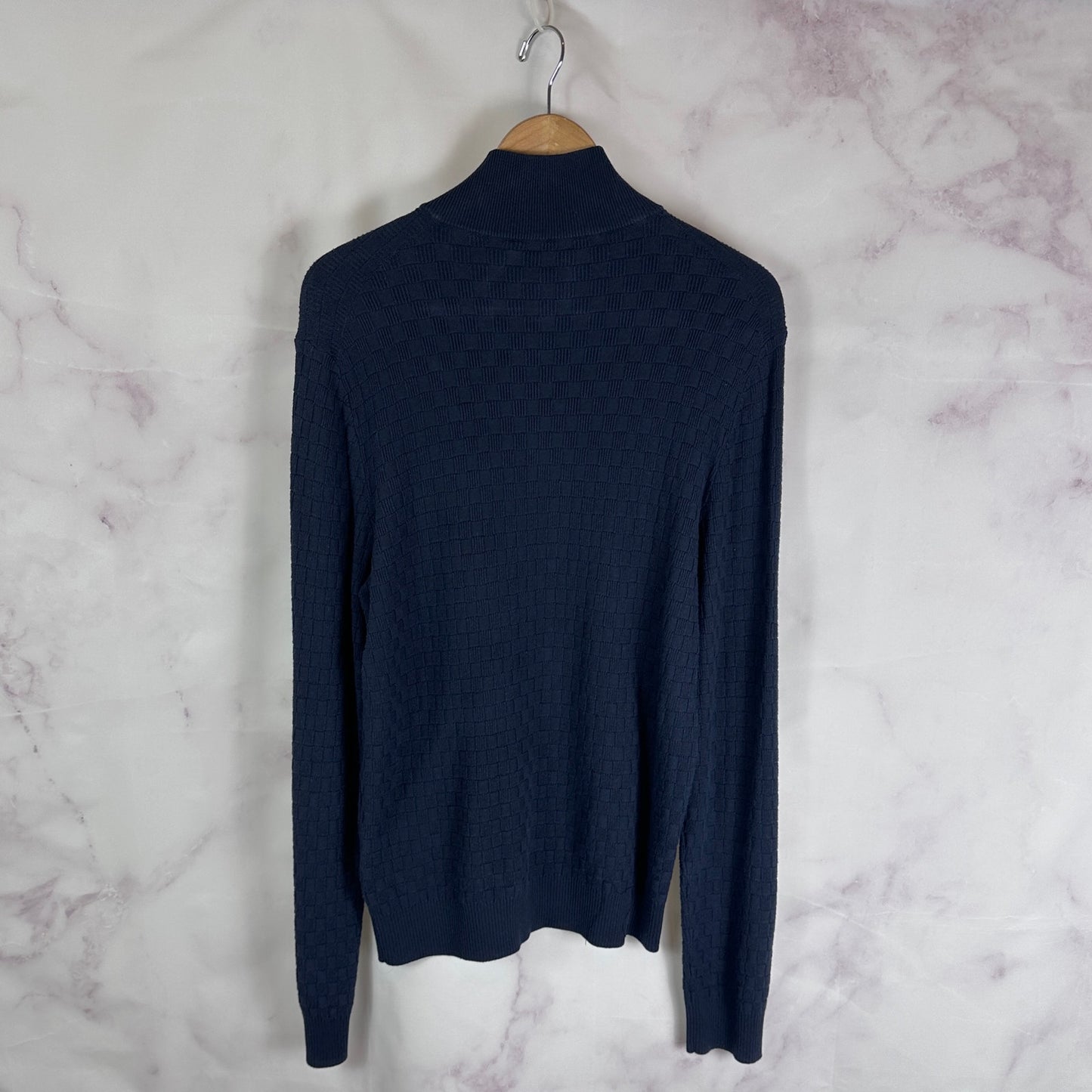 Louis Vuitton Damier Signature Zip-Through Navy Cardigan Sweater
