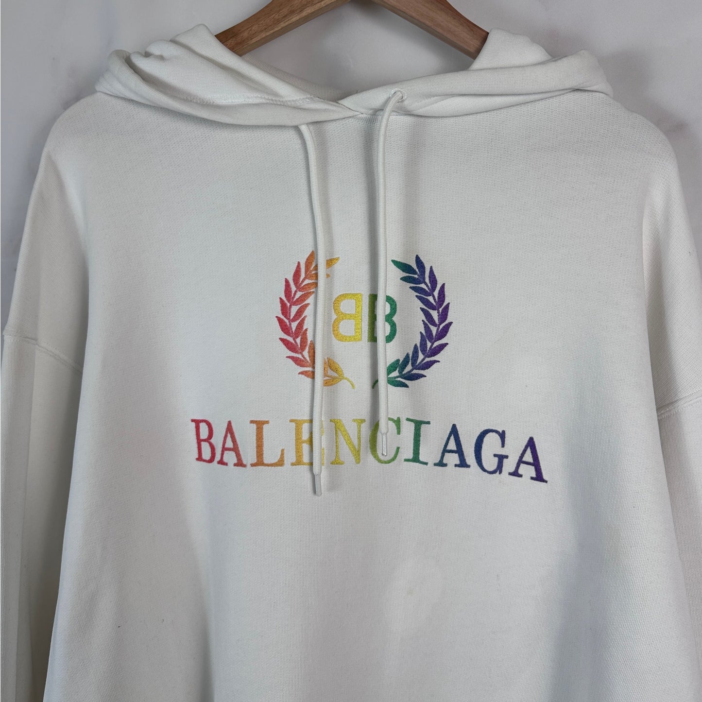 Balenciaga Rainbow Crest White Hoodie