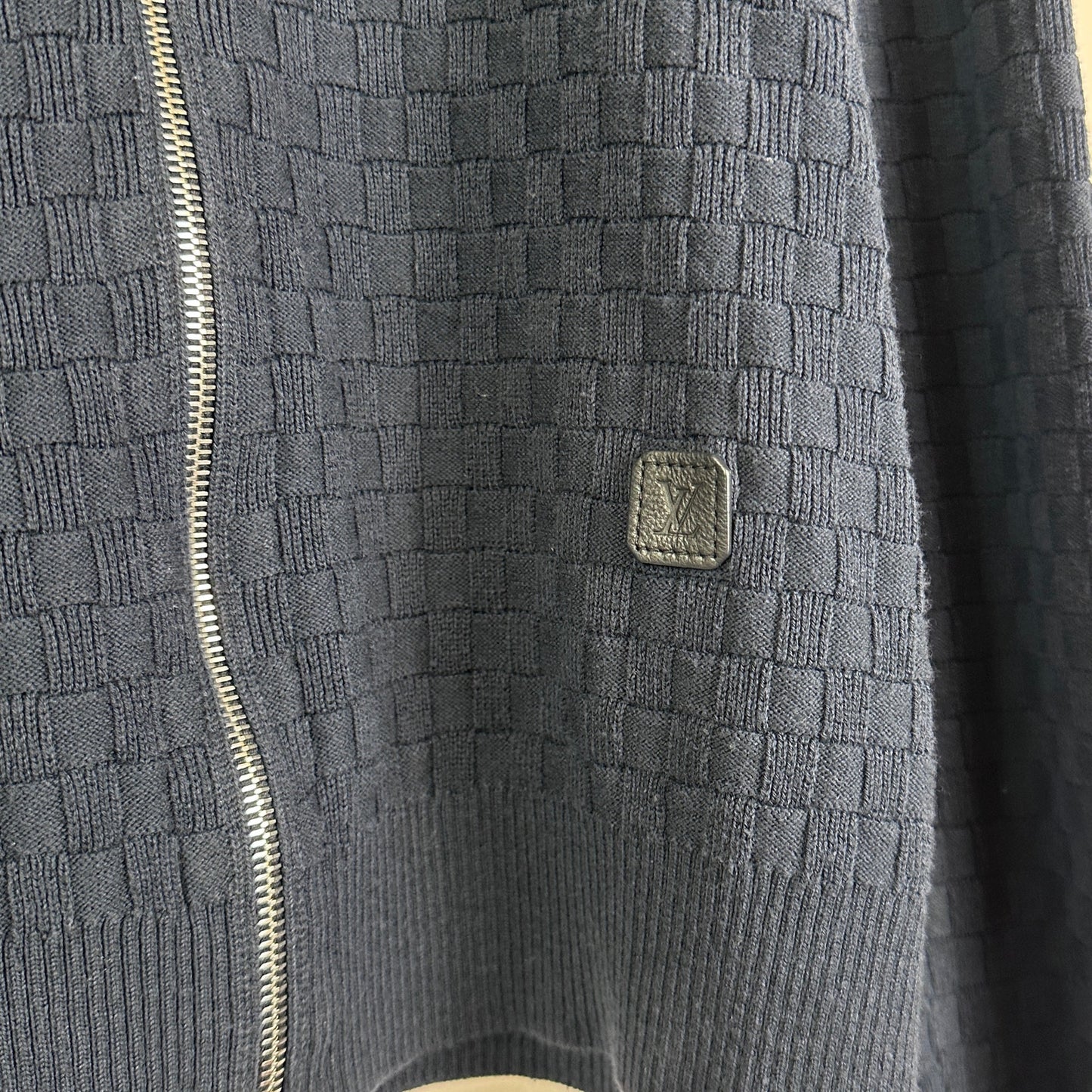 Louis Vuitton Damier Signature Zip-Through Navy Cardigan Sweater