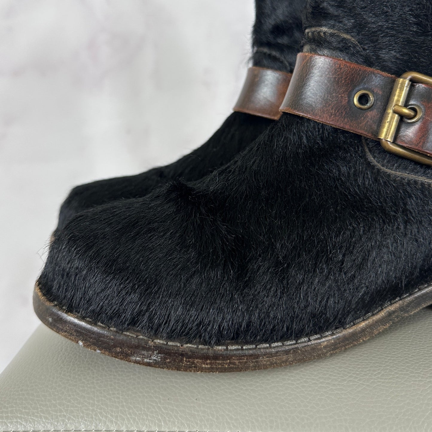 Buttero Black Pony Hair Biker Boot