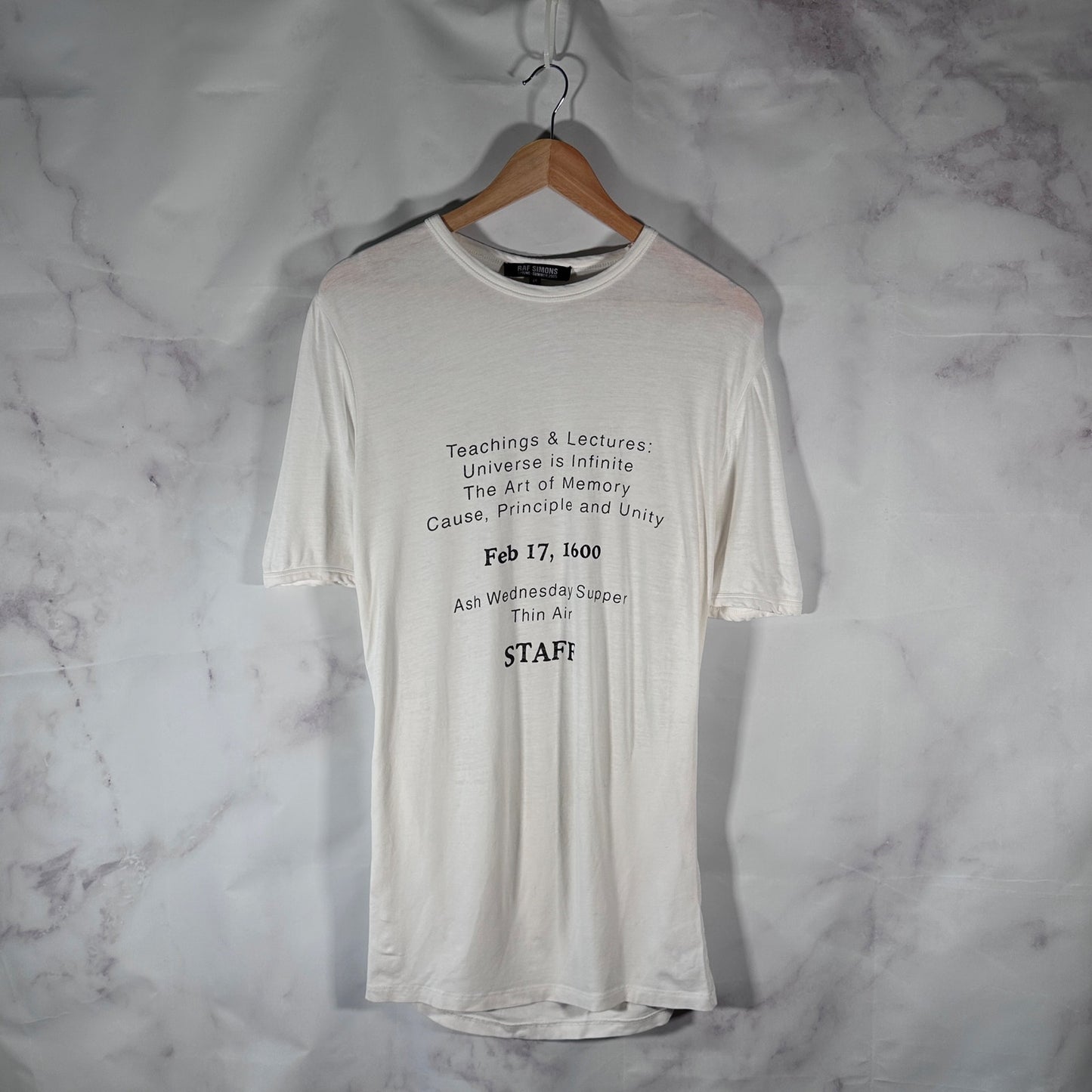 RAF Simons S/S05 Staff ‘Thin Air’ White Text Tee