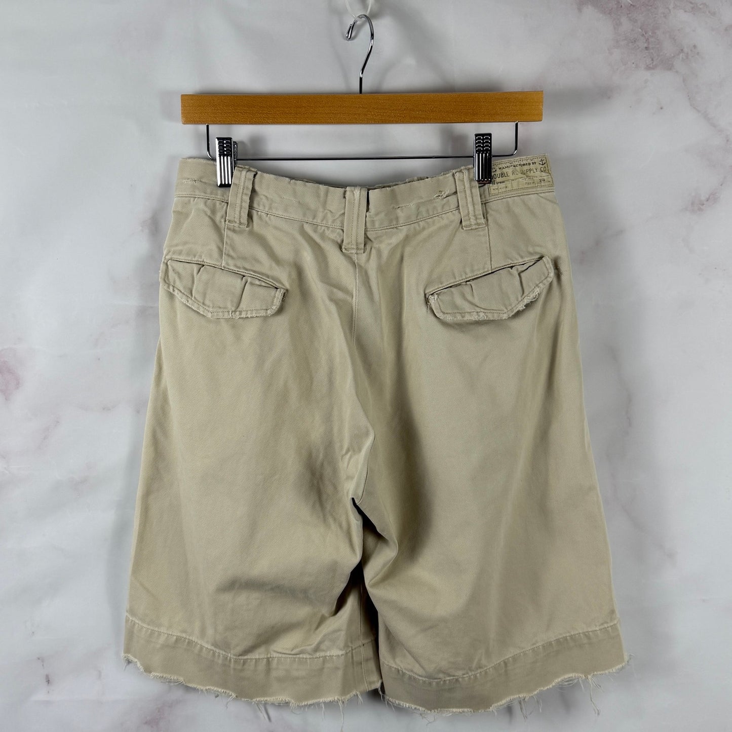 RRL Distressed Military Khaki Chino Shorts