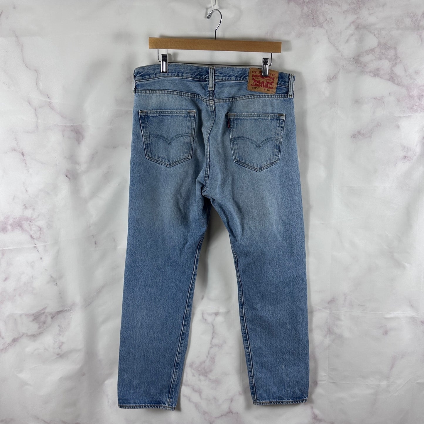 Levi's 501 Light Wash Distressed Denim Jeans