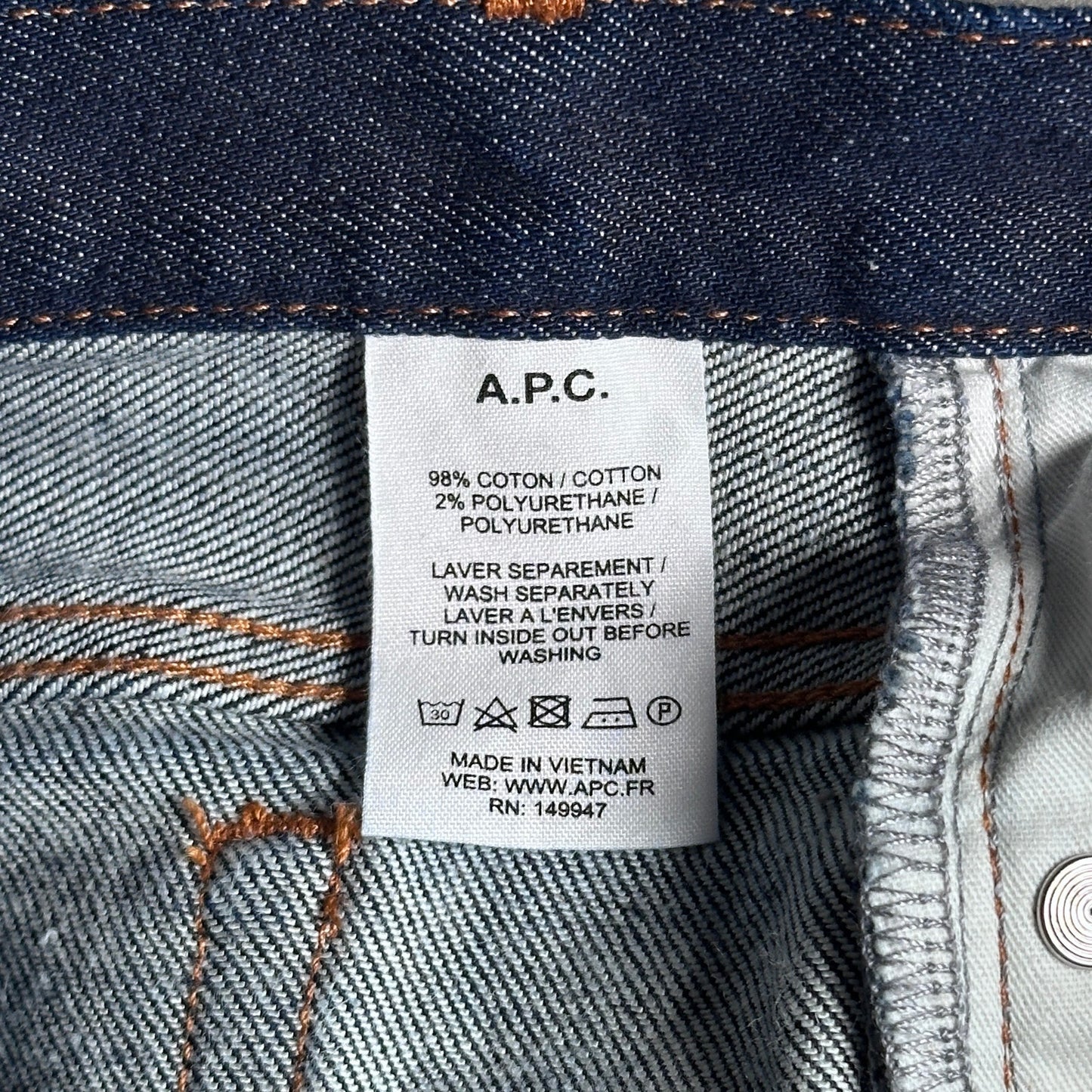 A.P.C. Petit Standard Jean Droit Etroit Straight Indigo Denim Jeans