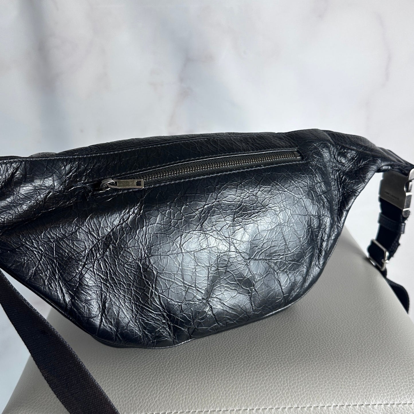 Saint Laurent Paris Black Leather Belt Bag