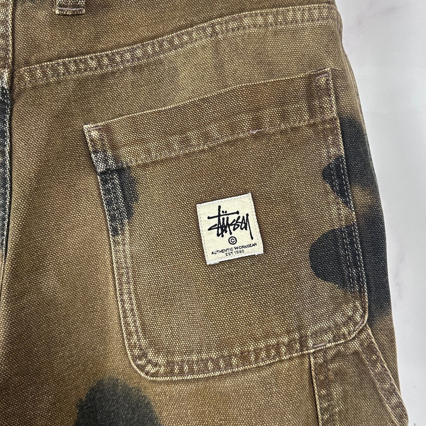 Stussy Floral Dye Double Knee Brown Work Pant