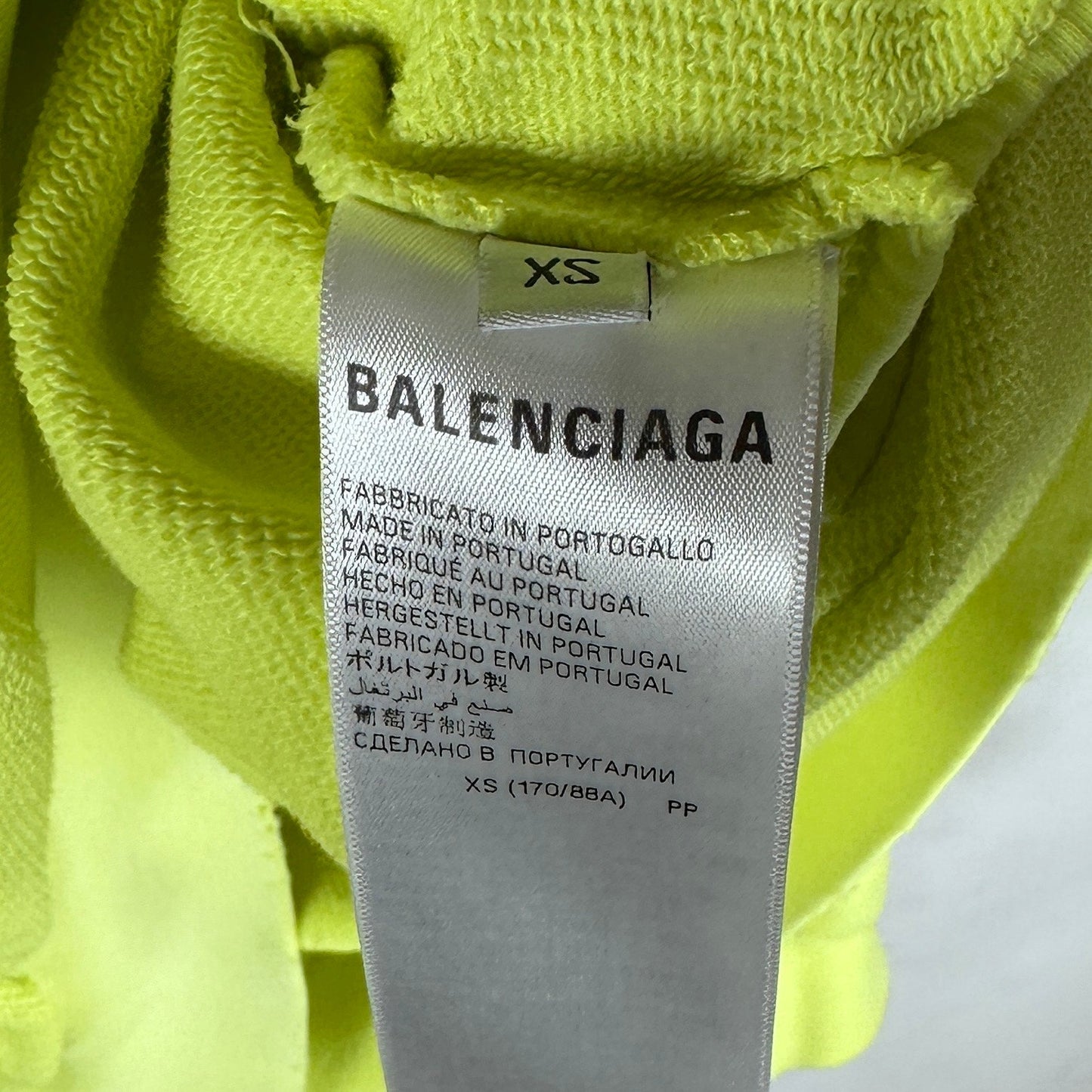 Balenciaga Tape Type Yellow Oversized Ripped Pocket Hoodie