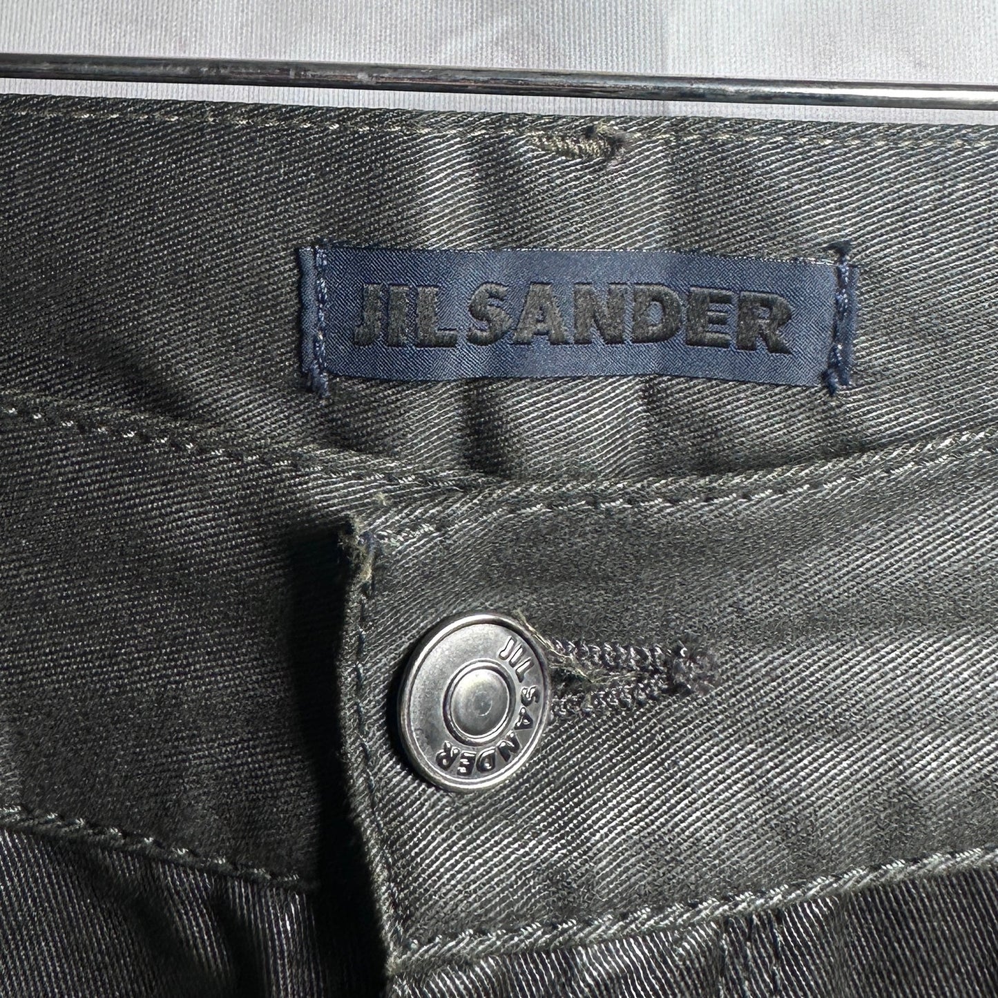 Jil Sander Forest Green Waxed Pants