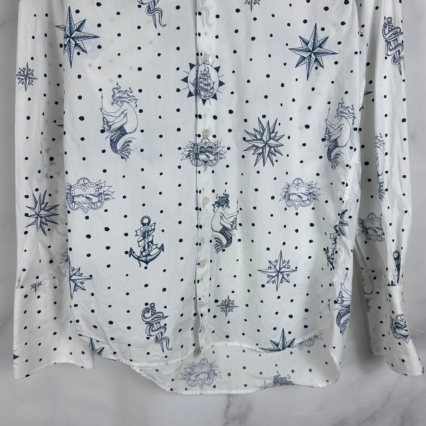 Alexander McQueen Lost At Sea Tattoo Button-Up Shirt