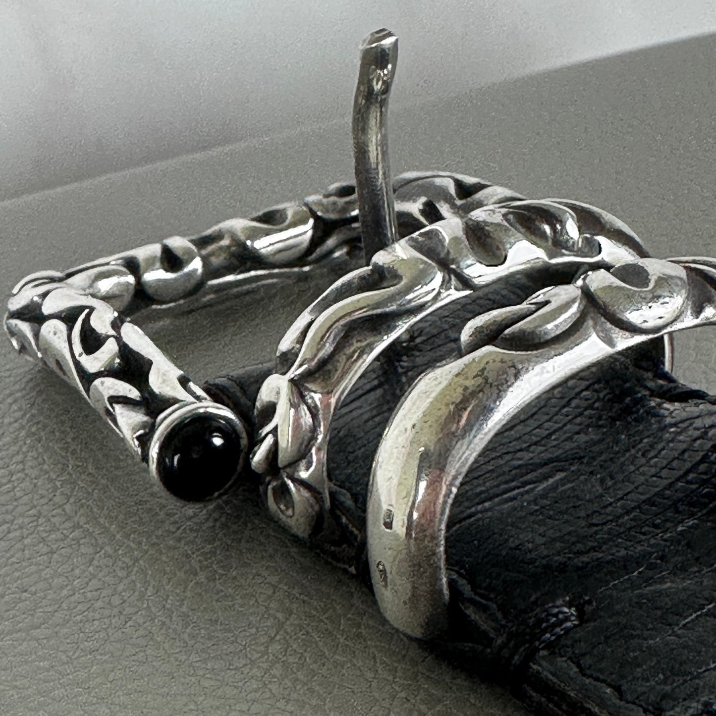 Claudio Calestani Handmade Iguana & Silver Buckle Belt