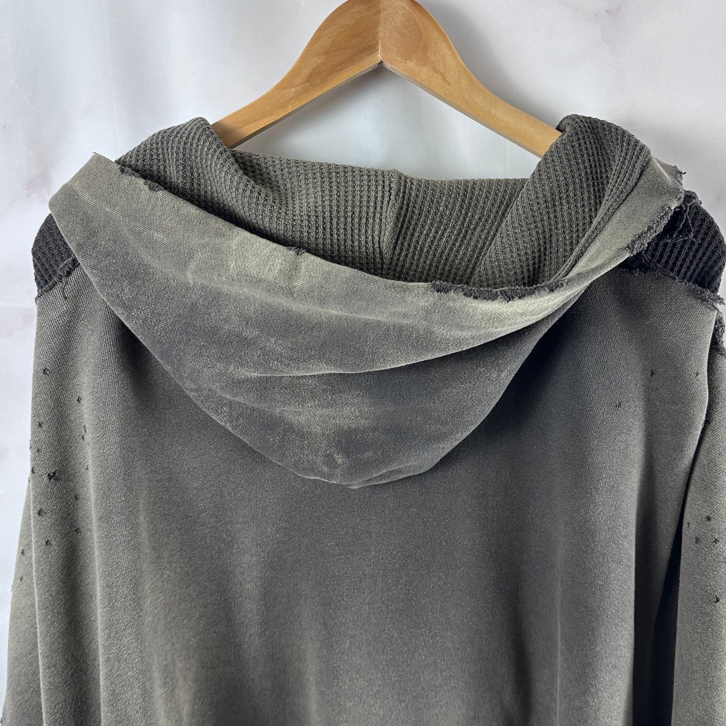 Readymade Green Double Face Thrashed Thermal Hoodie