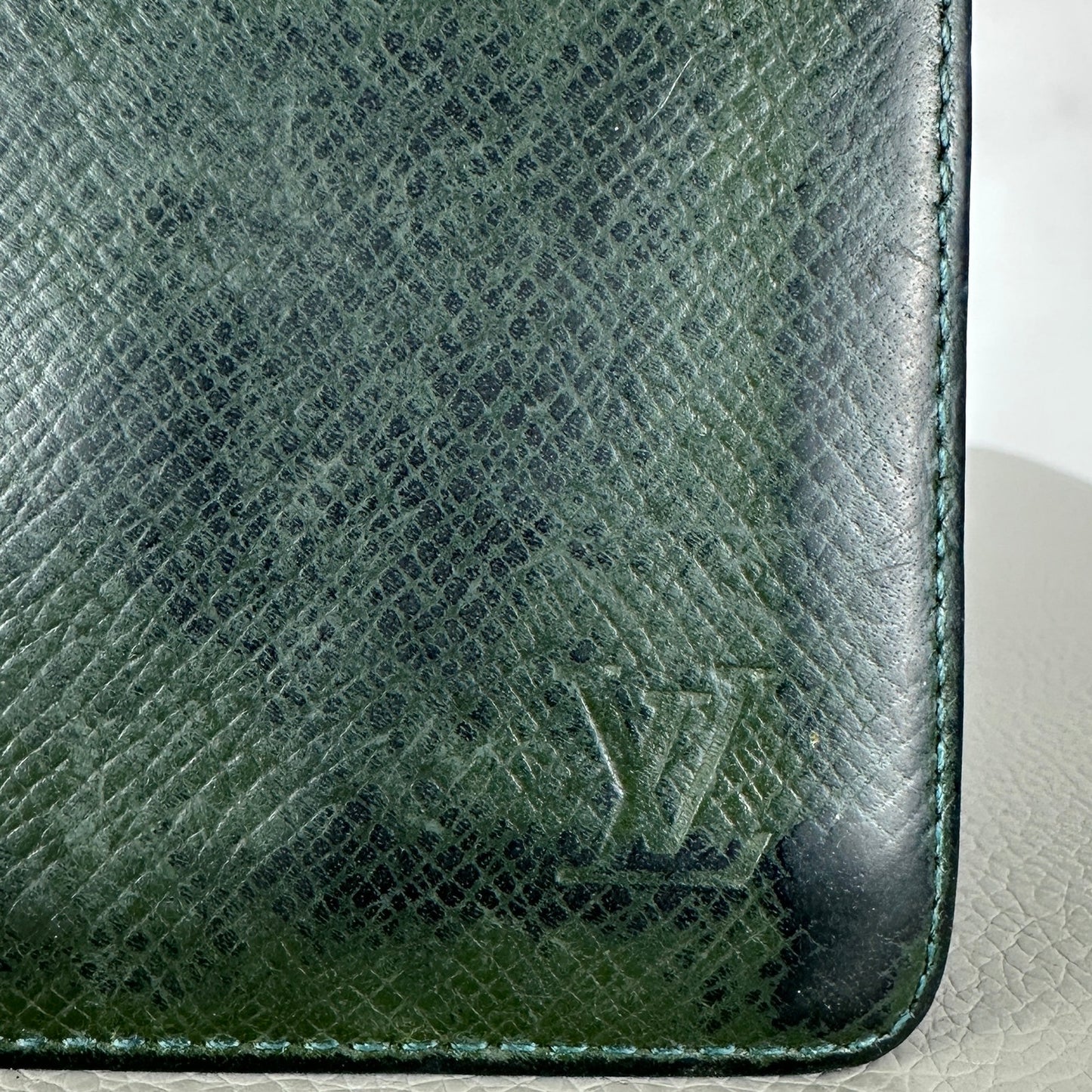 Louis Vuitton Green Leather Bifold Wallet