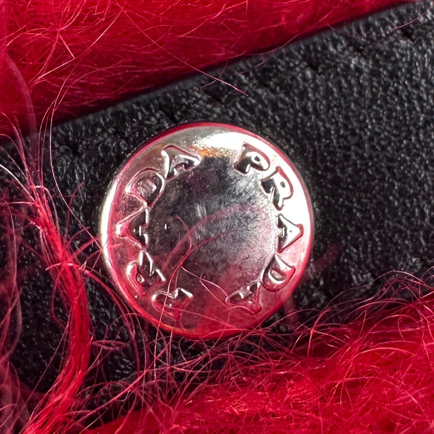 Prada F/W19 Runway Re-Nylon Mohair Black/Red Trapper Hat
