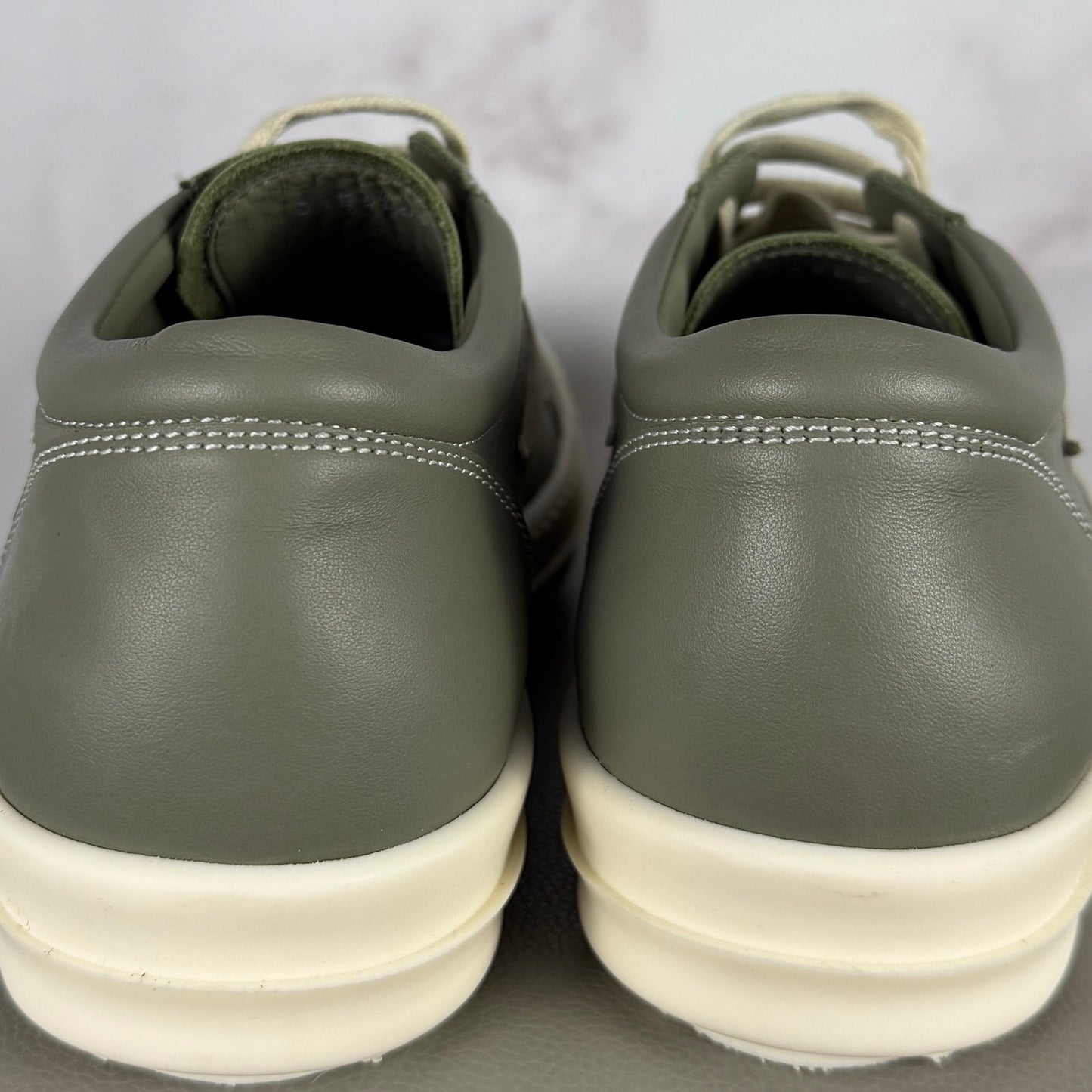 Rick Owens Leather Vintage Sneaks Celadon/Milk