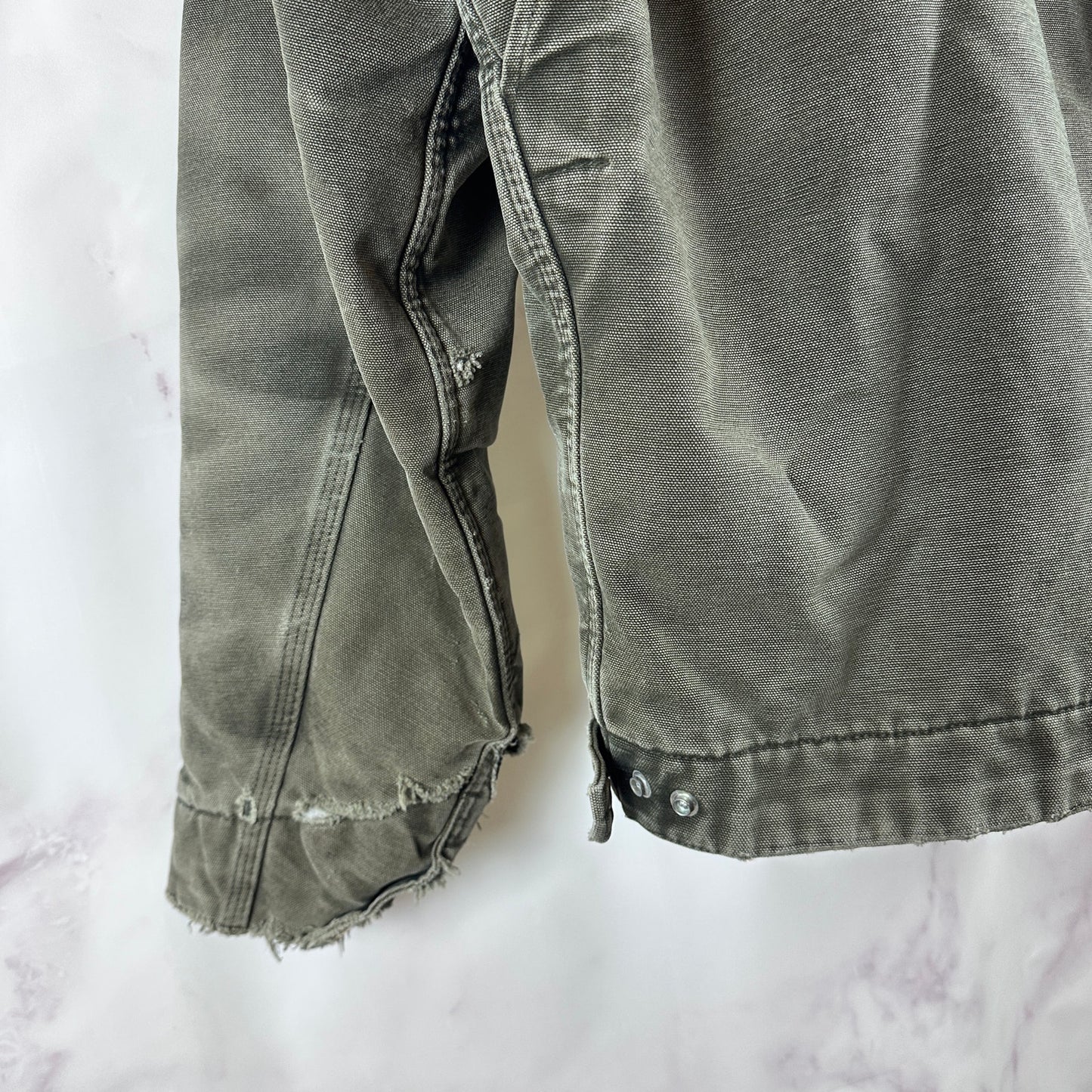 Vintage Carhartt Detroit Jacket J97 MOS Green Distressed Blanket Lined