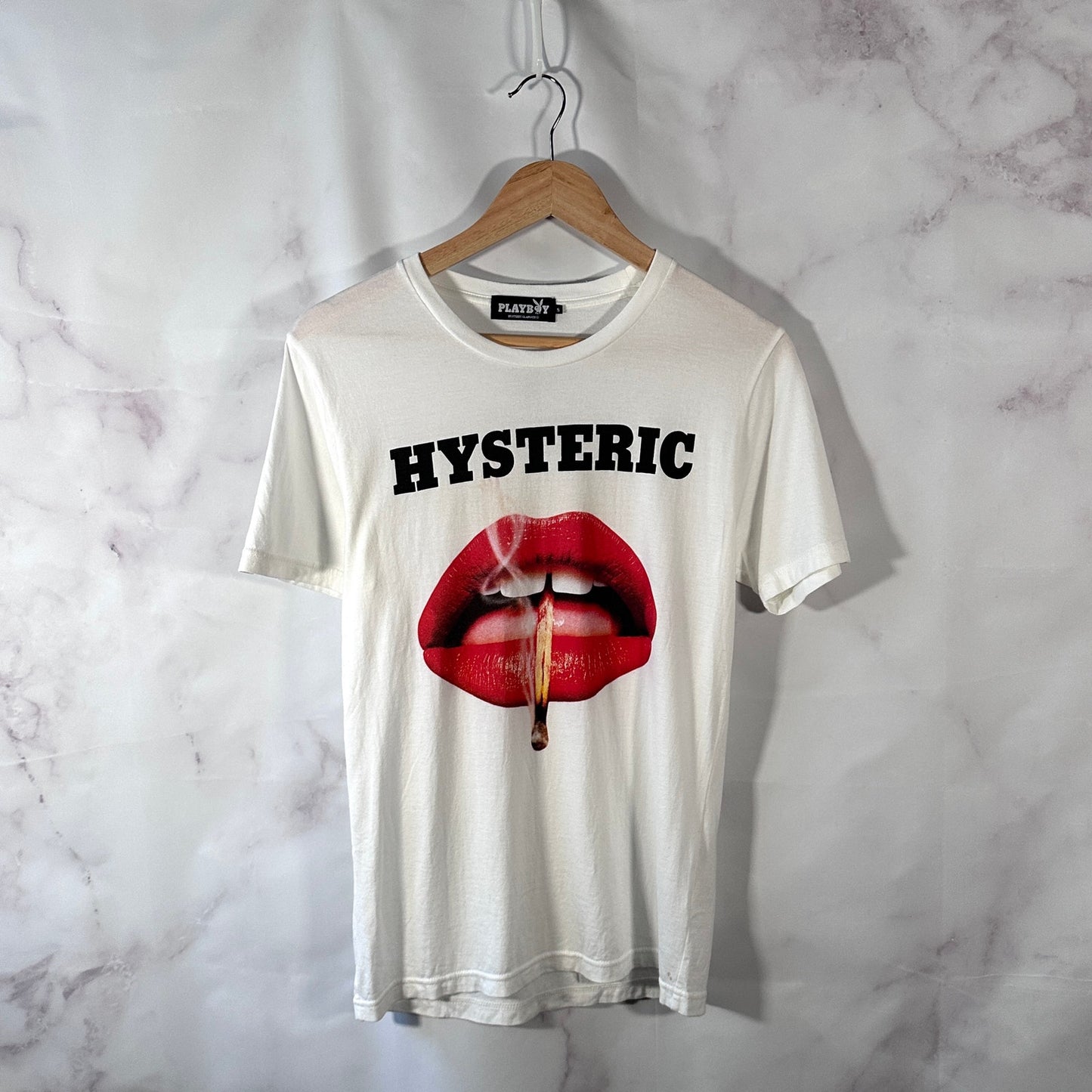 Hysteric Glamour x Playboy Smoking Lips White Graphic Tee