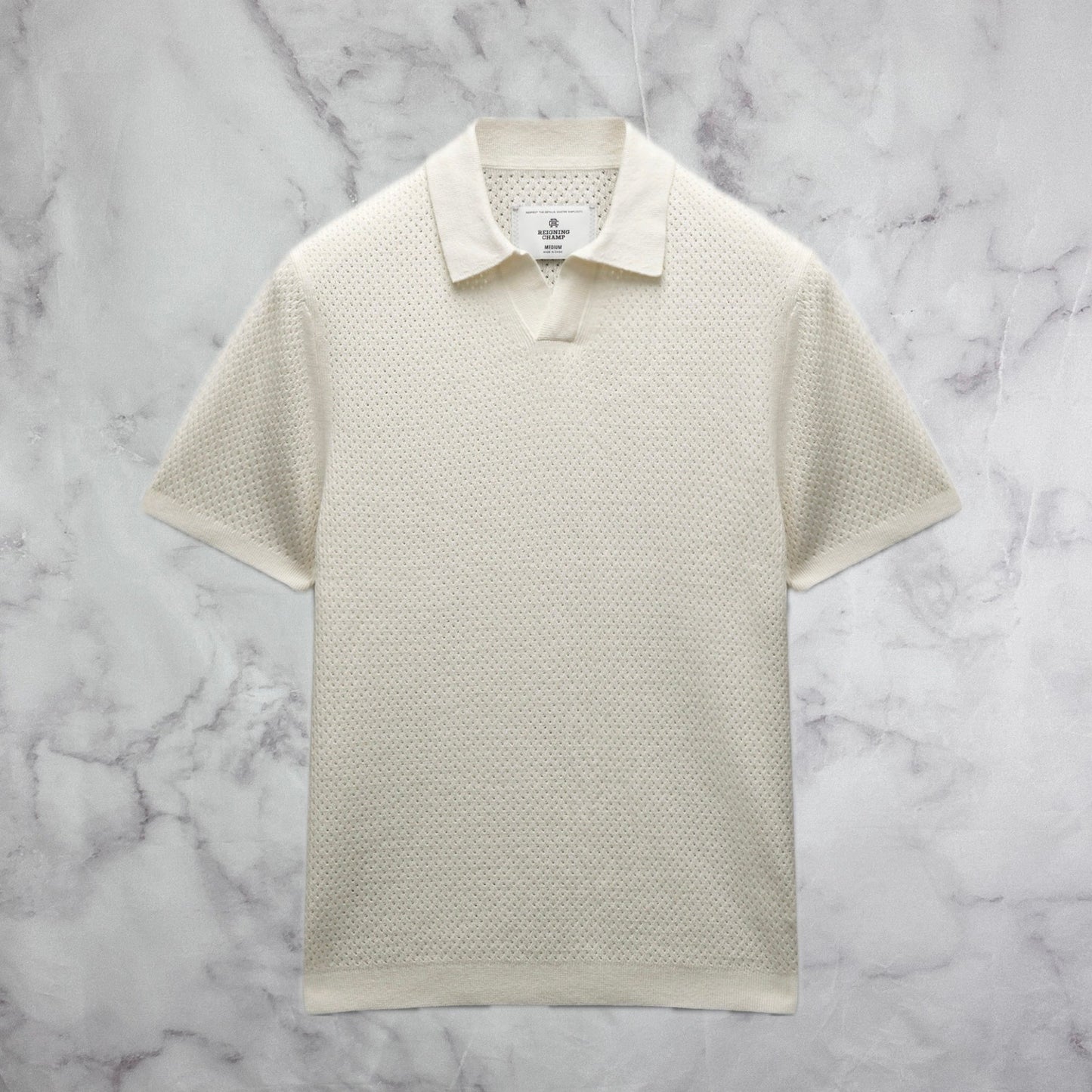 Reigning Champ Ivory Cotton Linen Victor Polo