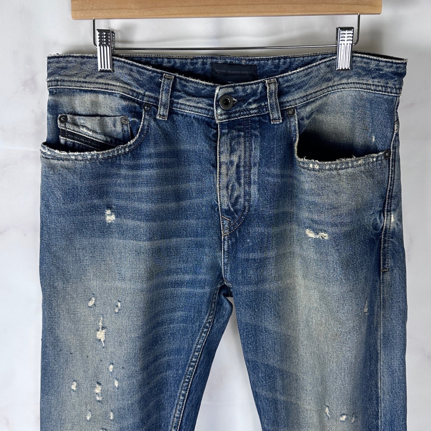 Diesel Black Gold Distressed Repaired Denim