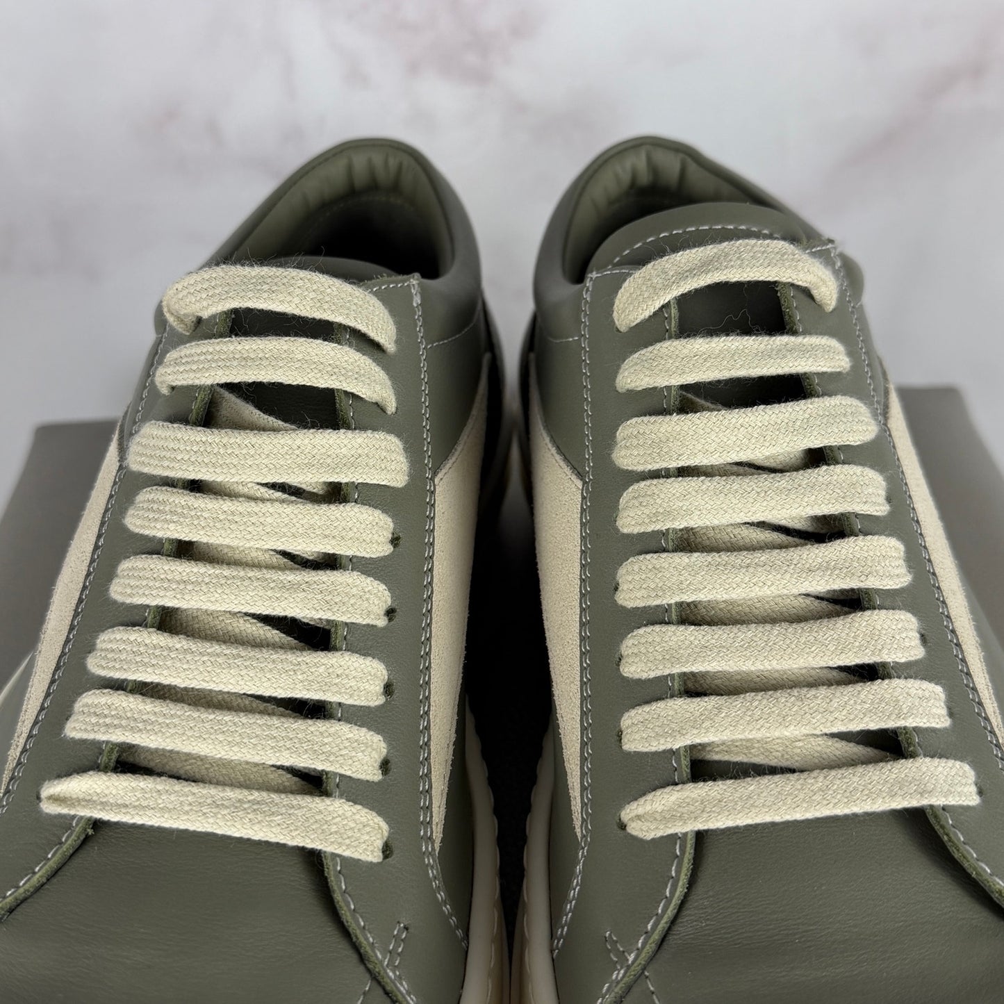 Rick Owens Leather Vintage Sneaks Celadon/Milk