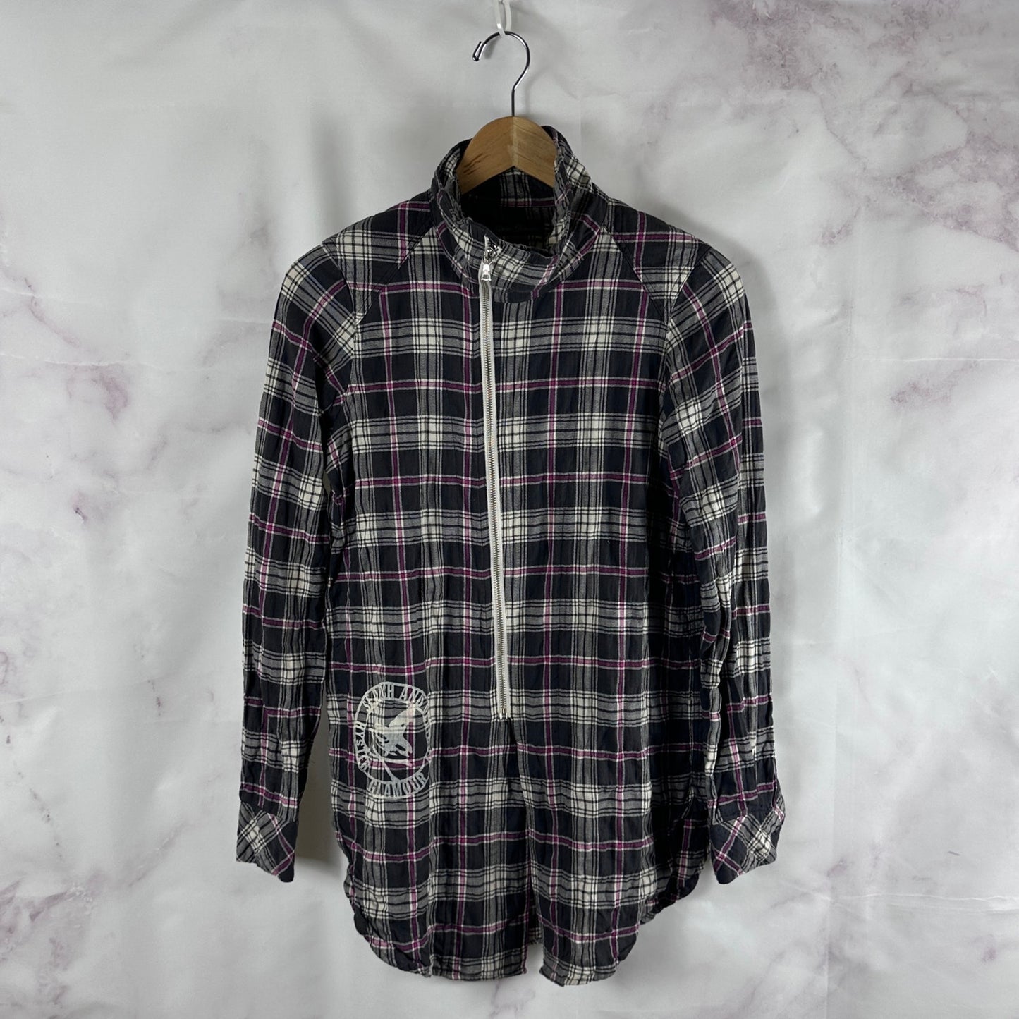Hysteric Glamour Plaid Asymmetrical Zip-Up Flannel