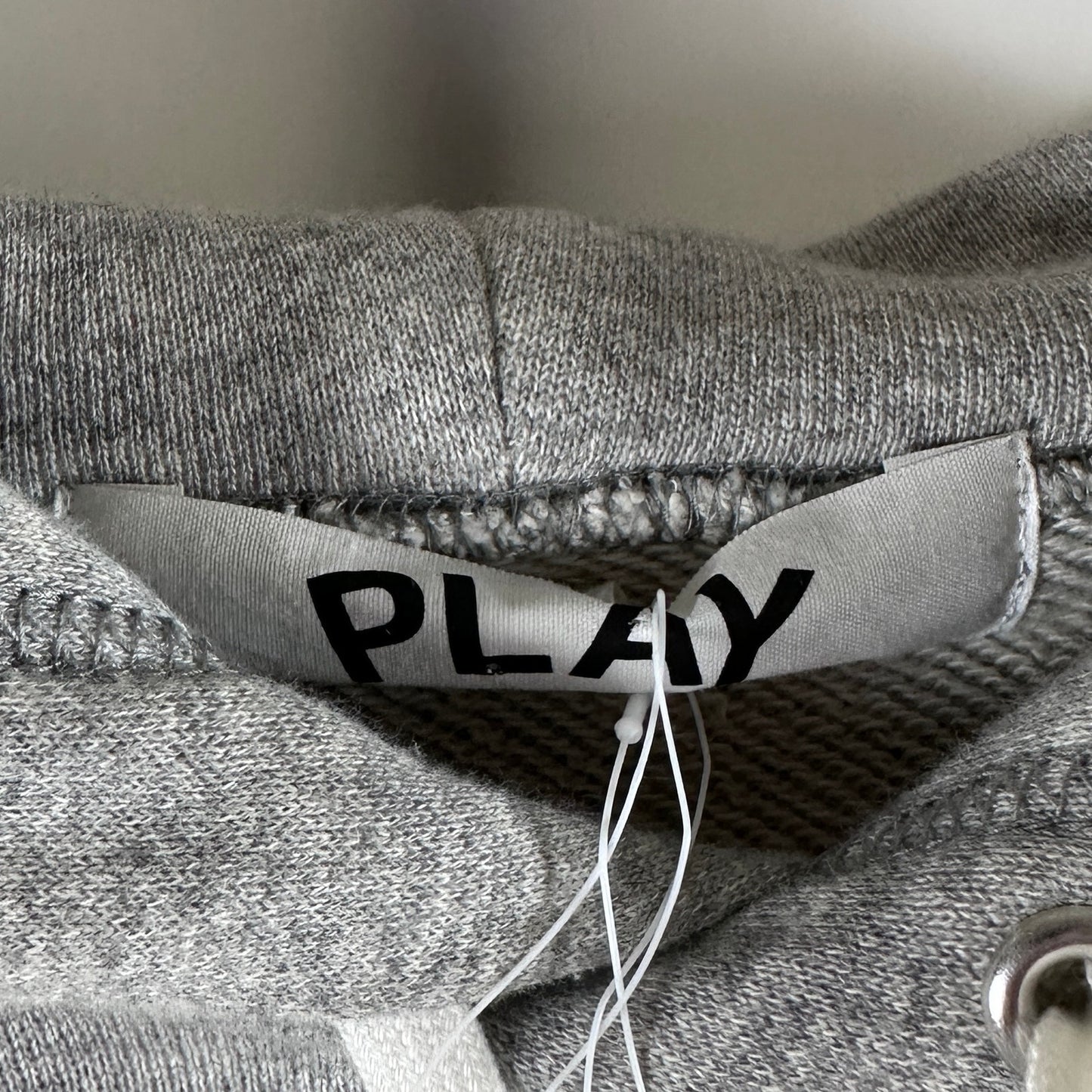 CDG PLAY Heather Grey Heart Logo Hoodie