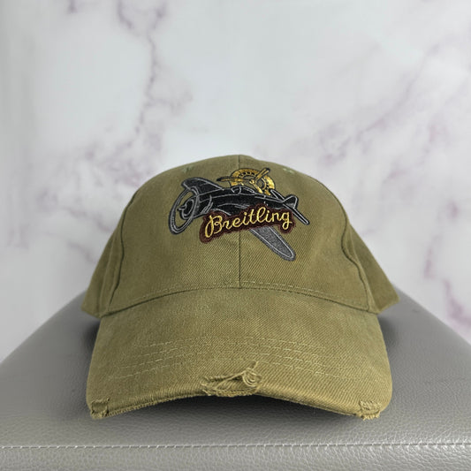 Breitling Distressed Green Aviator Hat