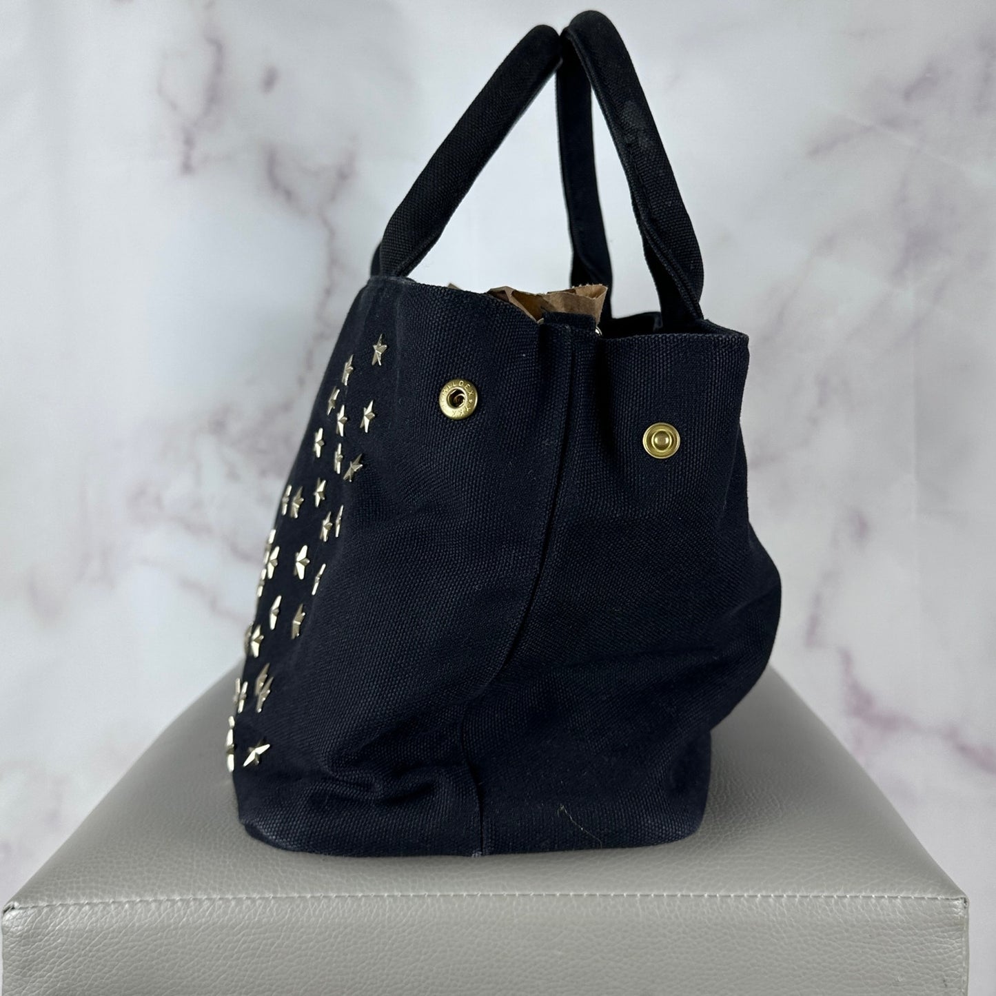 Ray BEAMS Star Studded Black Canvas Purse
