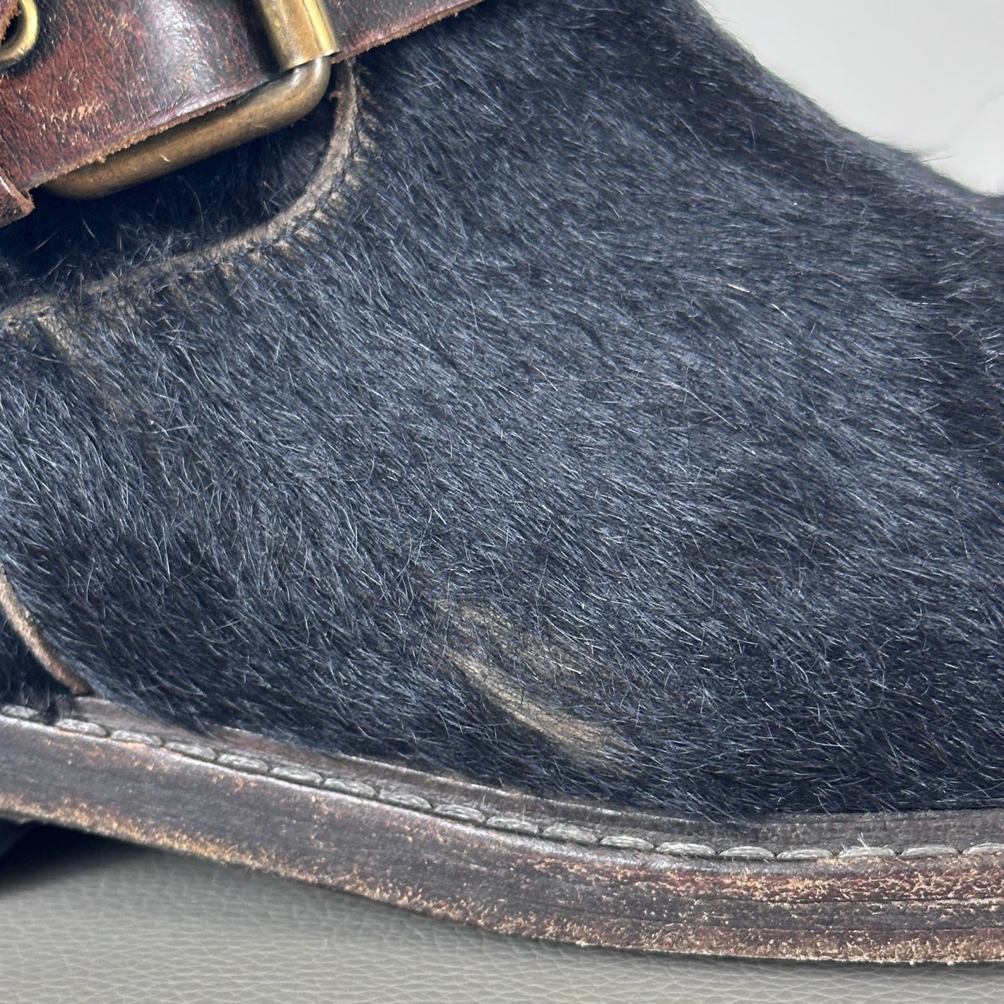 Buttero Black Pony Hair Biker Boot