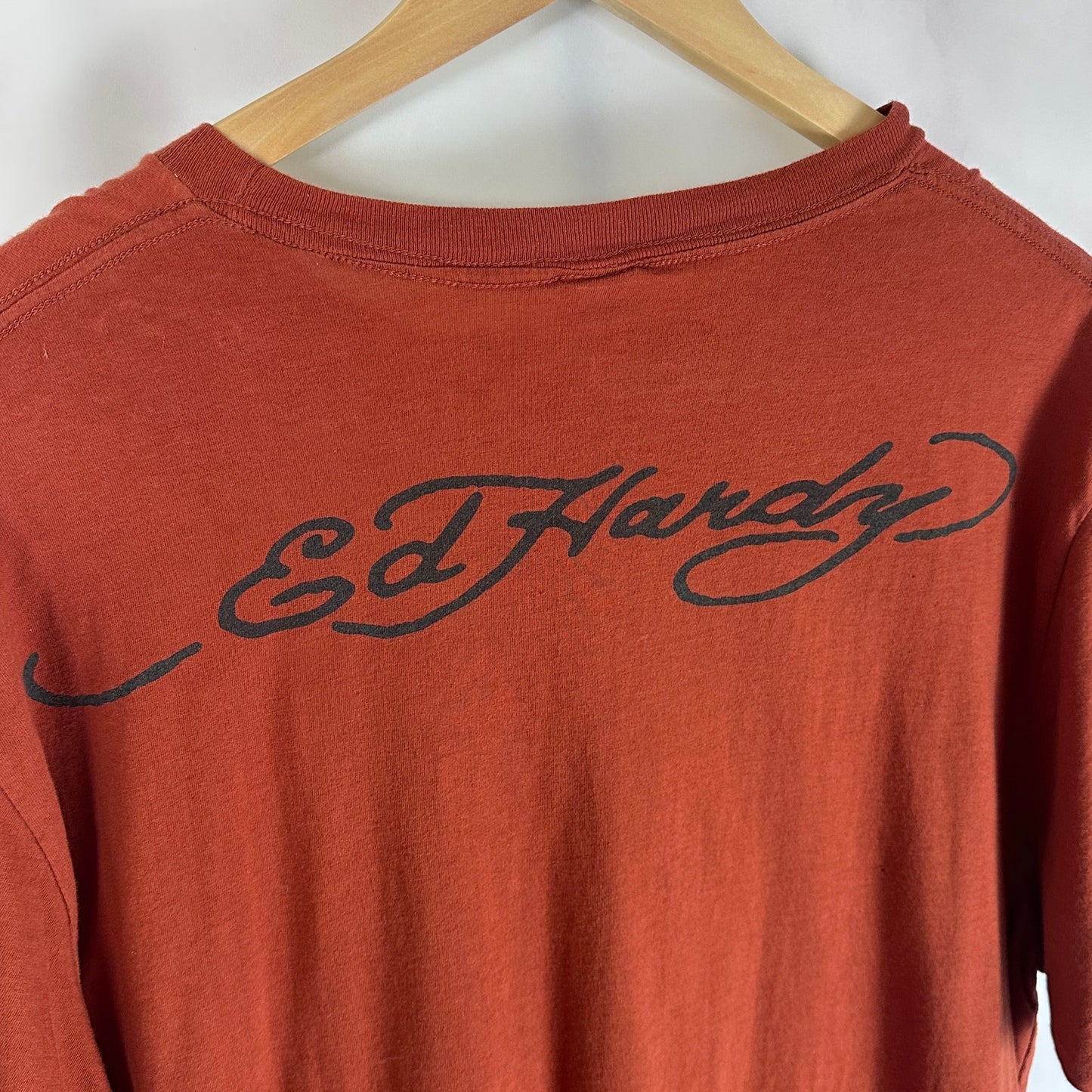Ed Hardy Burnt Orange Love Kills Slowly Graphic Tee