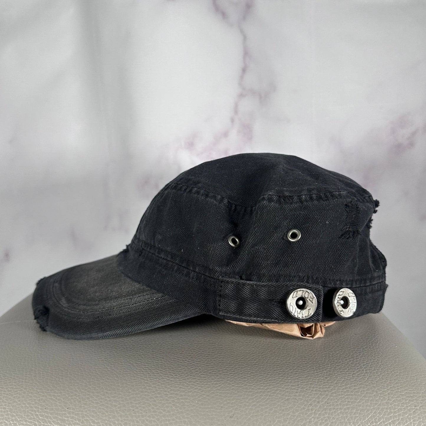 Two Fold HBT Sun-Faded Black Cadet Hat