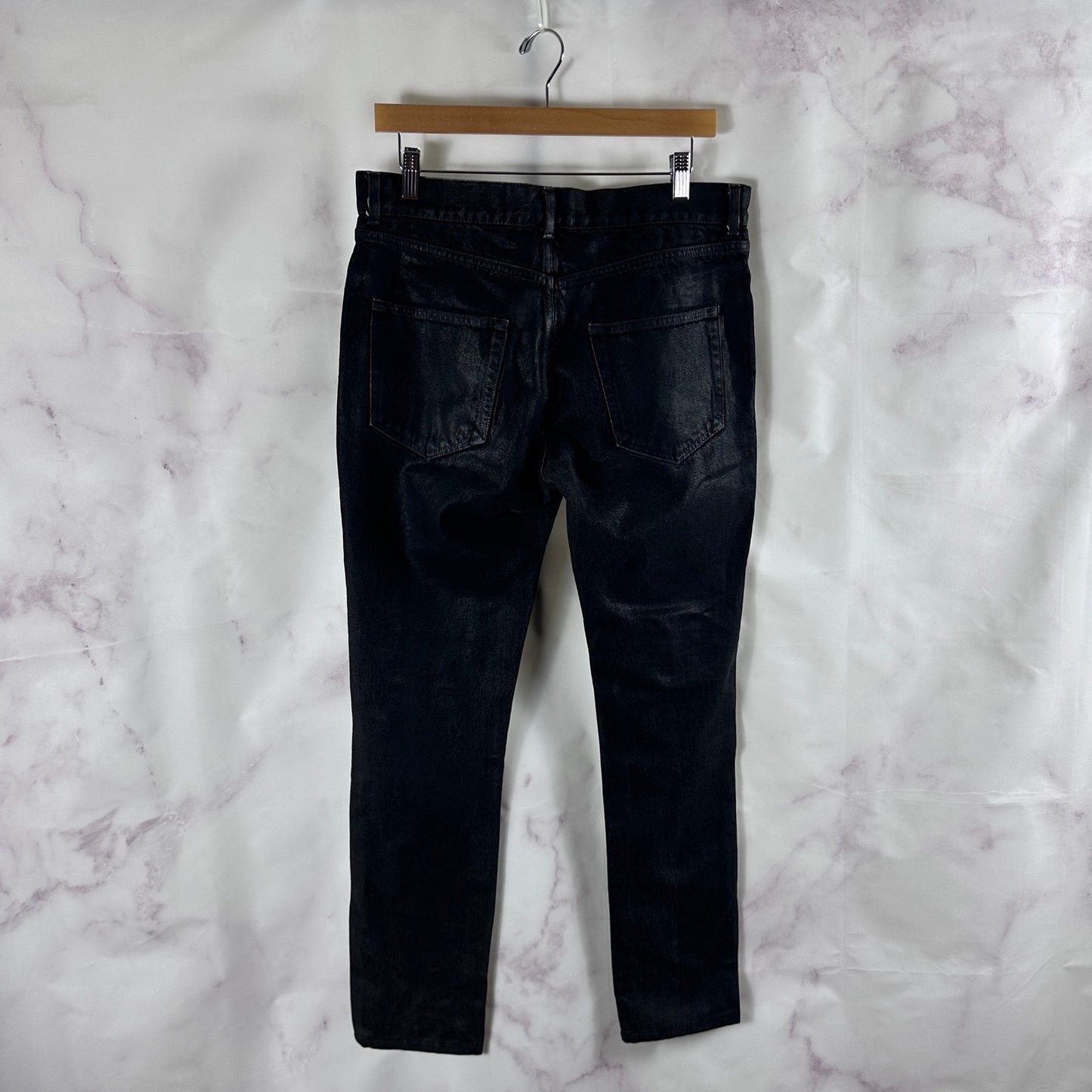 Saint Laurent Paris Waxed Black D02 M/SK Denim Jeans