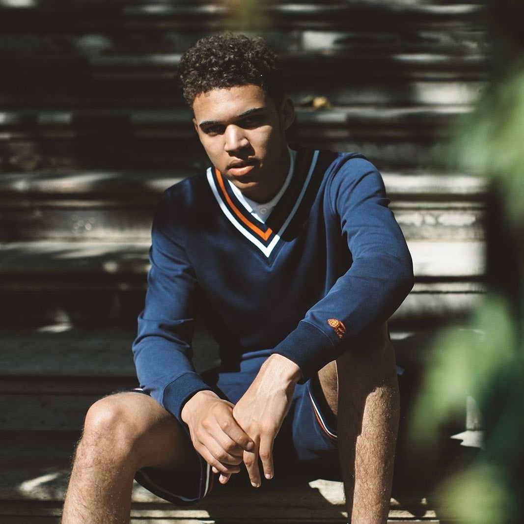 BEAMS x Reebok Classic Navy Tennis V-Neck Sweatshirt