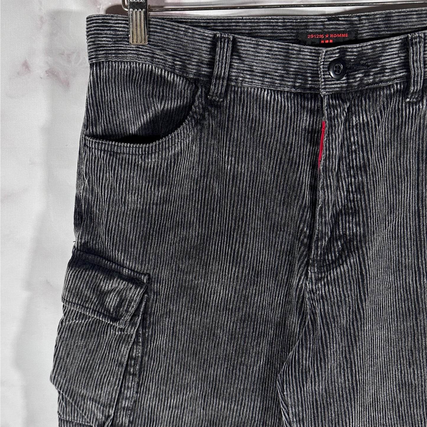 291295 Homme Grey Corduroy Cargo Pants