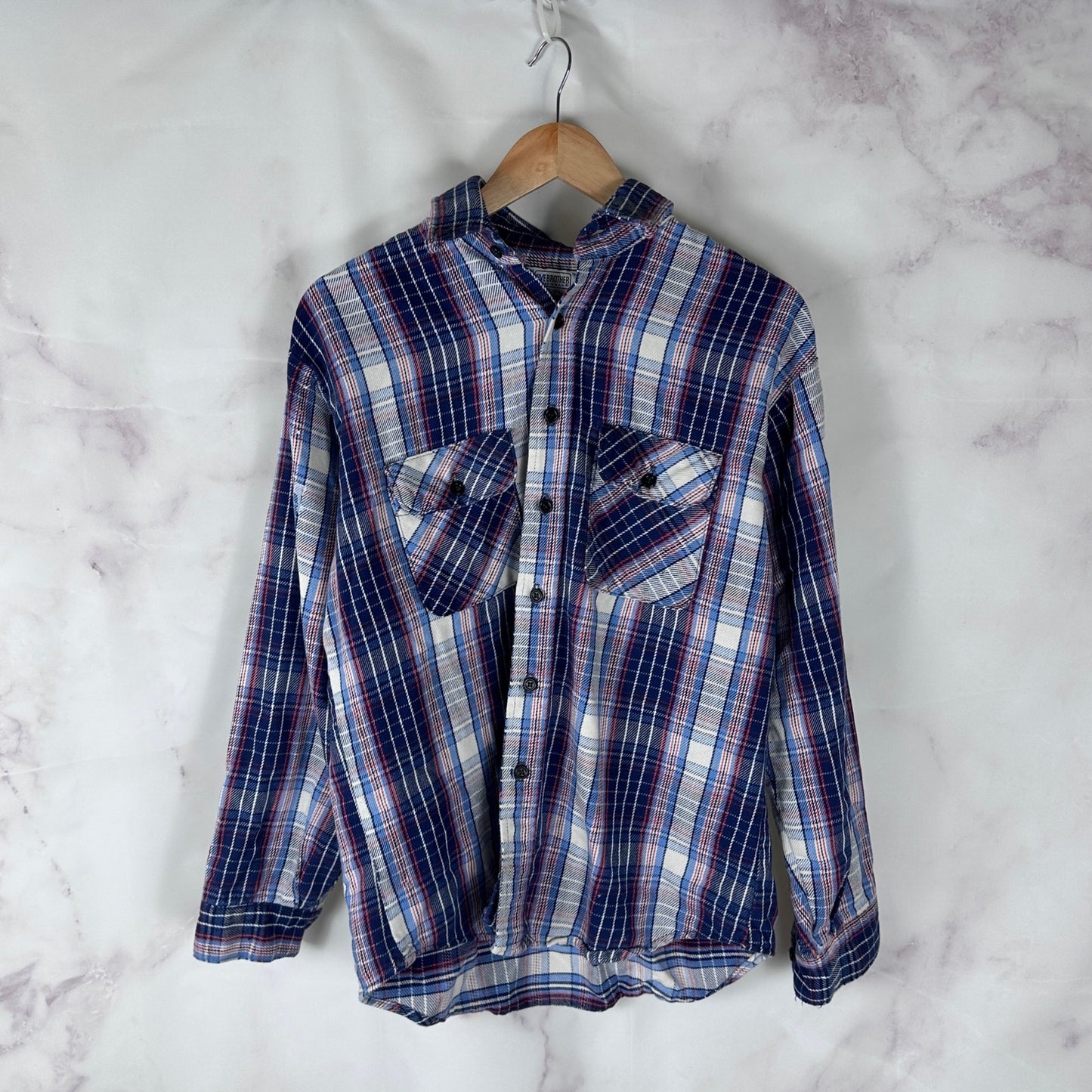 Vintage Five Brother Blue Plaid Flannel