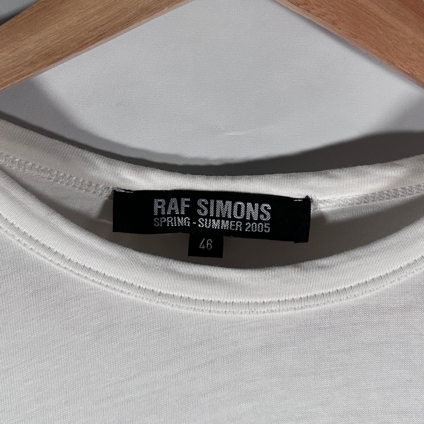 RAF Simons S/S05 Staff ‘Thin Air’ White Text Tee