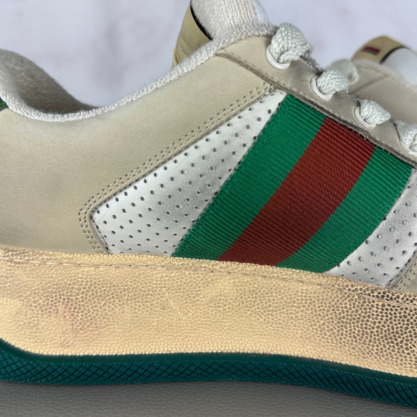 Gucci Double Screener Sneaker Perforated Cream