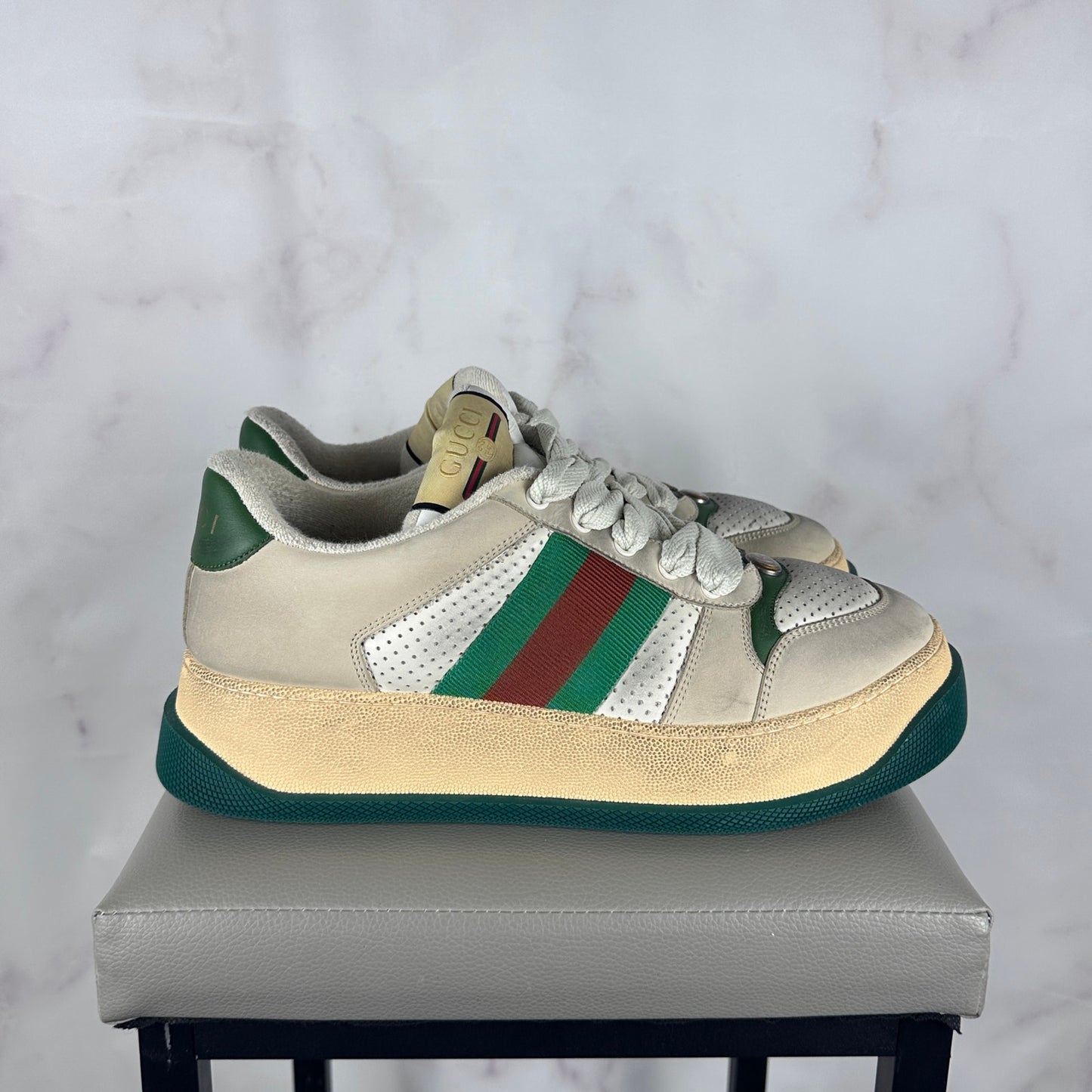 Gucci Double Screener Sneaker Perforated Cream
