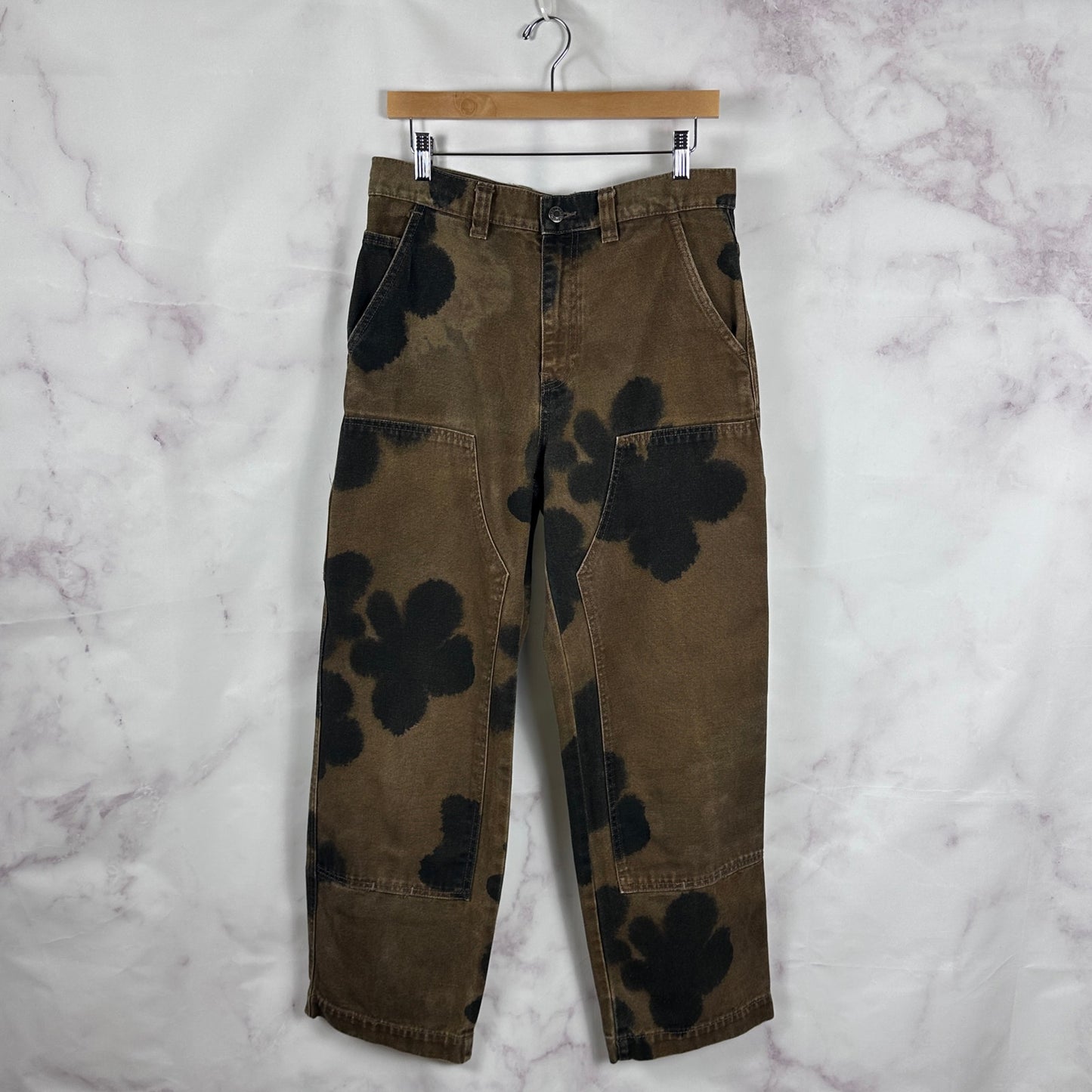 Stussy Floral Dye Double Knee Brown Work Pant