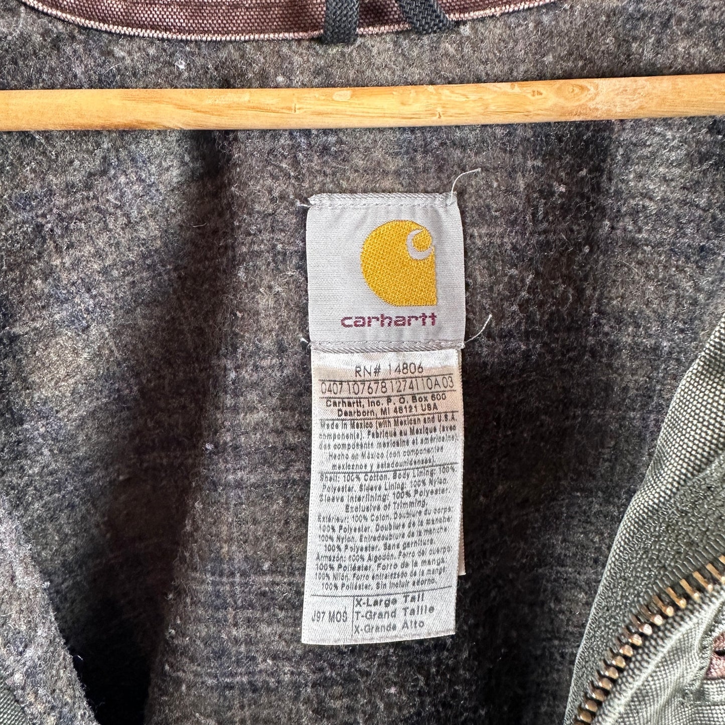Vintage Carhartt Detroit Jacket J97 MOS Green Distressed Blanket Lined