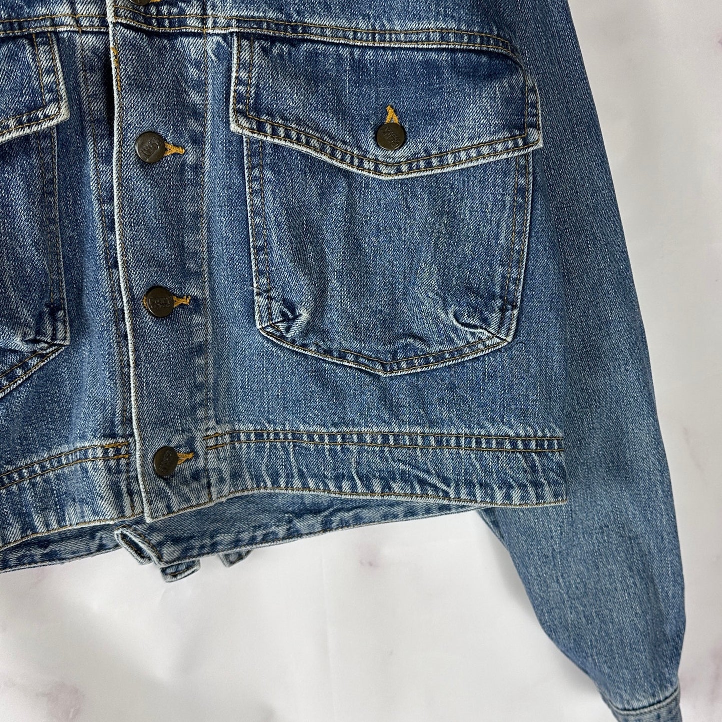 Pony Express French Blue Cropped Denim Jacket